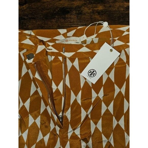 NWT Tory Burch Devi Pant in Gold Diamond Tile Size 8 Medium - Picture 4 of 8